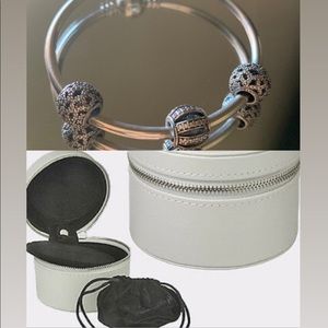 Pandora authentic bracelet with 3 charms & a box